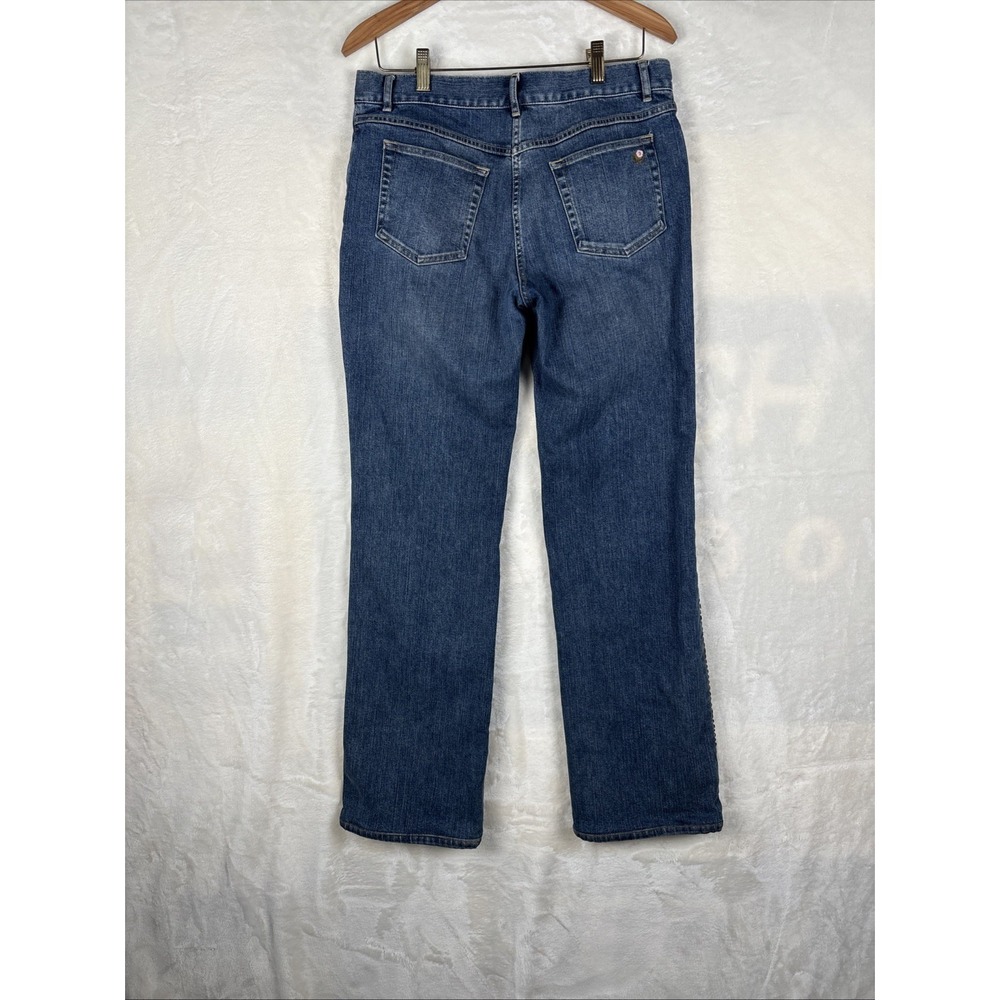 VTG Per Se Women 10 Floral Embroidered‎ Beaded Jeans Bootcut Artsy Hobo Festival - Picture 11 of 13